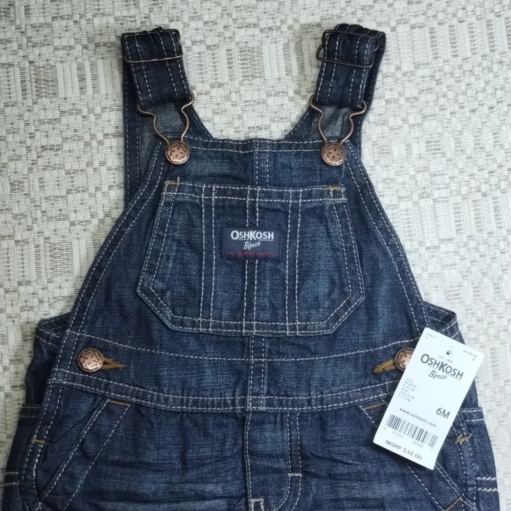 OshKosh B'gosh Denim Shortalls Overalls Dark Wash Size 6M